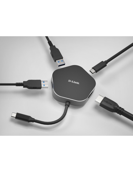 D-Link DUB-M420 base para portátil y replicador de puertos Alámbrico Thunderbolt 3 Negro, Plata