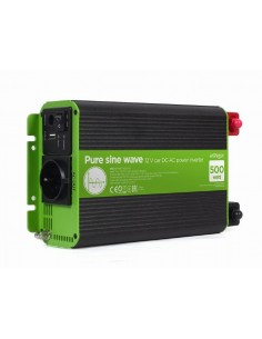 EnerGenie EG-PWC-PS500-01 adaptador e inversor de corriente Auto 500 W Negro, Verde