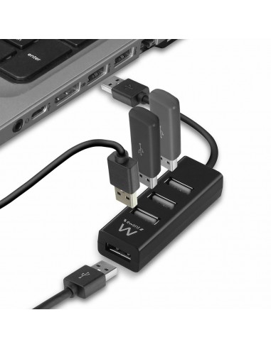 Ewent EW1123 hub de interfaz USB 2.0 480 Mbit s Negro