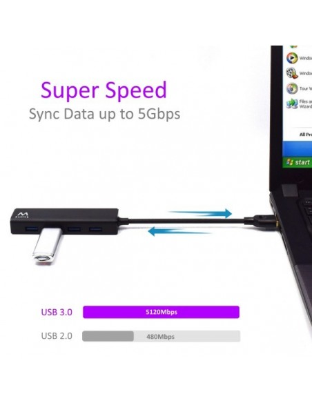 Ewent EW1136 hub de interfaz USB 3.2 Gen 1 (3.1 Gen 1) Type-A 480 Mbit s Negro Ewent EW1136 hub de interfaz USB 3.2 Gen 1 (3.1 Gen 1) Type-A 480 Mbit s Negro