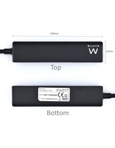 Ewent EW1136 hub de interfaz USB 3.2 Gen 1 (3.1 Gen 1) Type-A 480 Mbit s Negro