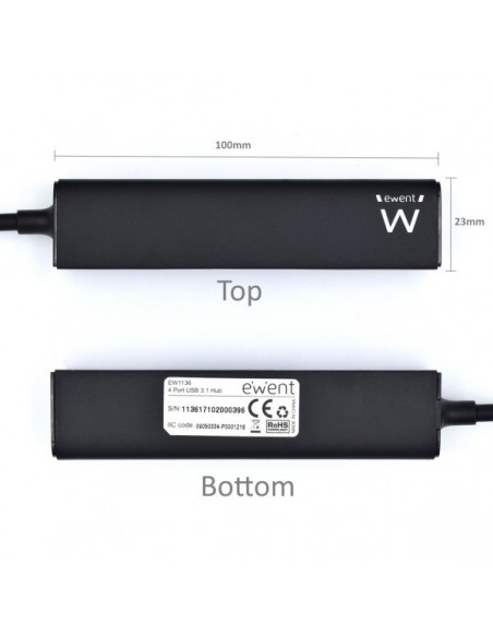 Ewent EW1136 hub de interfaz USB 3.2 Gen 1 (3.1 Gen 1) Type-A 480 Mbit s Negro Ewent EW1136 hub de interfaz USB 3.2 Gen 1 (3.1 Gen 1) Type-A 480 Mbit s Negro