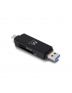 Ewent EW1075 lector de tarjeta USB 3.2 Gen 1 (3.1 Gen 1) Type-A Type-C Negro