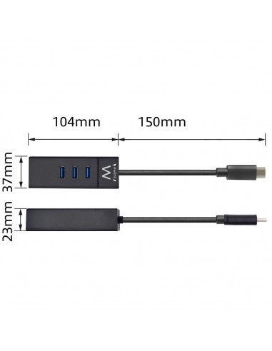 Ewent EW1141 base para portátil y replicador de puertos USB 3.2 Gen 1 (3.1 Gen 1) Type-C Negro