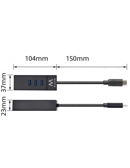 Ewent EW1141 base para portátil y replicador de puertos USB 3.2 Gen 1 (3.1 Gen 1) Type-C Negro