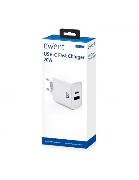 Ewent EW1321 cargador de dispositivo móvil Universal Blanco Corriente alterna Carga rápida Interior