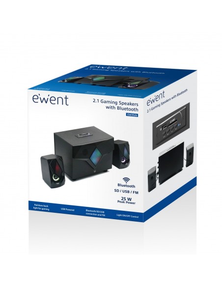 Ewent EW3526 conjunto de altavoces 11 W PC ordenador portátil Negro 2.1 canales De 2 vías 6 W Bluetooth