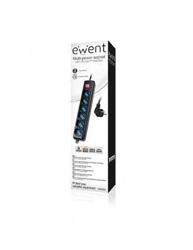 Ewent EW3924 base múltiple 1,5 m 6 salidas AC Negro