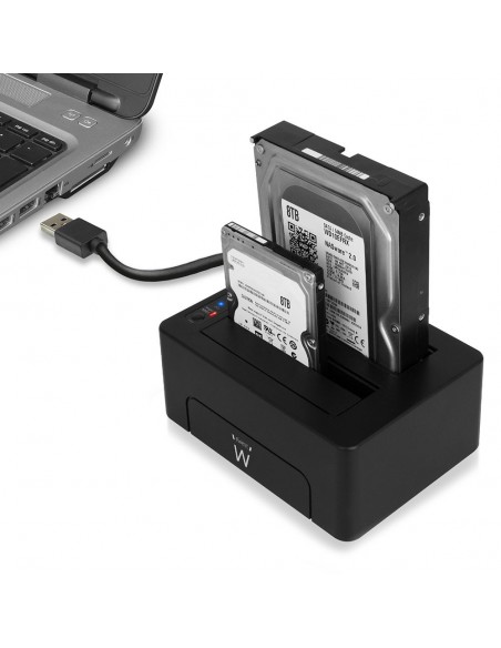 Ewent EW7014 base de conexión para disco duro USB 3.2 Gen 1 (3.1 Gen 1) Type-A Negro