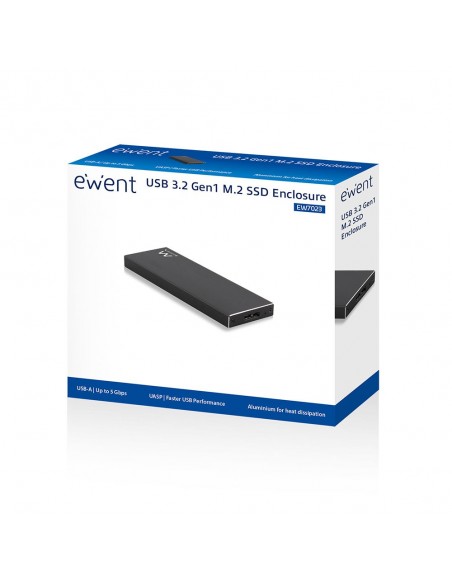 Ewent EW7023 caja para disco duro externo Caja externa para unidad de estado sólido (SSD) Negro M.2