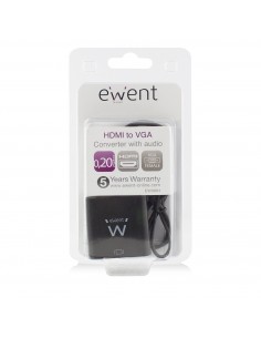 Ewent EW9864 adaptador de cable de vídeo 0,2 m HDMI VGA, 3.5mm Negro