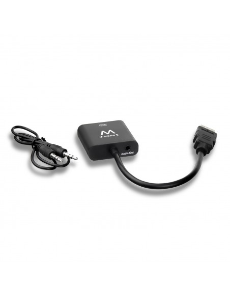 Ewent EW9864 adaptador de cable de vídeo 0,2 m HDMI VGA, 3.5mm Negro