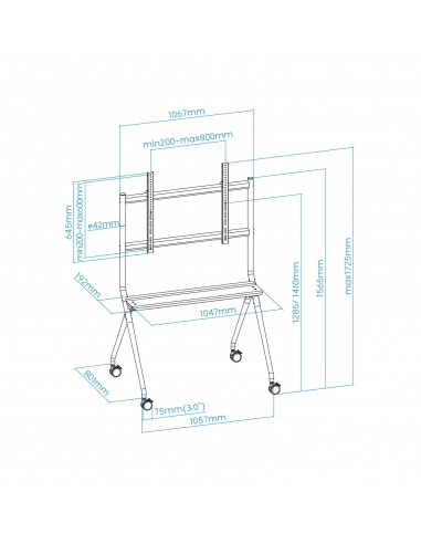 TooQ iSTAND Soporte de Suelo con Ruedas para Pantallas 50"- 86", Gris