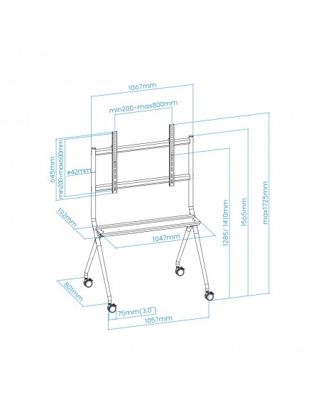 TooQ iSTAND Soporte de Suelo con Ruedas para Pantallas 50"- 86", Gris