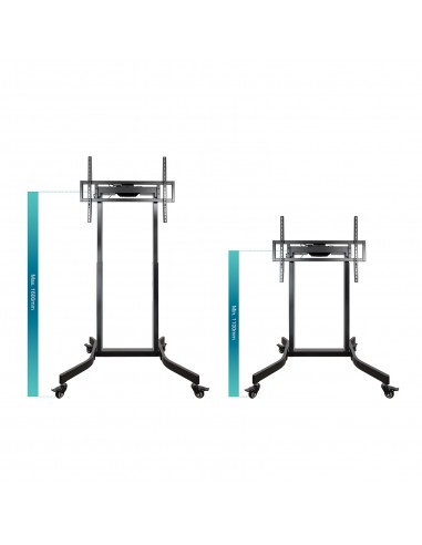 TooQ LUX Soporte de Suelo con Ruedas y Regulación Eléctrica de Altura para Pantallas 55"-100", Negro