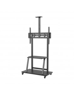 AISENS Soporte de Suelo ECO con Rueda, Bandeja para DVD y Soporte de Cámara para Monitor TV 150Kg de 37-100, Negro 2