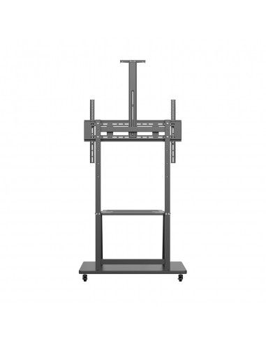 AISENS Soporte de Suelo ECO con Rueda, Bandeja para DVD y Soporte de Cámara para Monitor TV 150Kg de 37-100, Negro