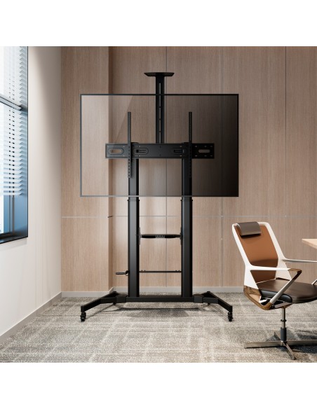AISENS Soporte de Suelo ECO con Ruedas y Manivela, Bandeja para DVD y Soporte de Cámara para Monitor TV 100Kg de 60-100, Negro AISENS Soporte de Suelo ECO con Ruedas y Manivela, Bandeja para DVD y Soporte de Cámara para Monitor TV 100Kg de 60-100, Negro