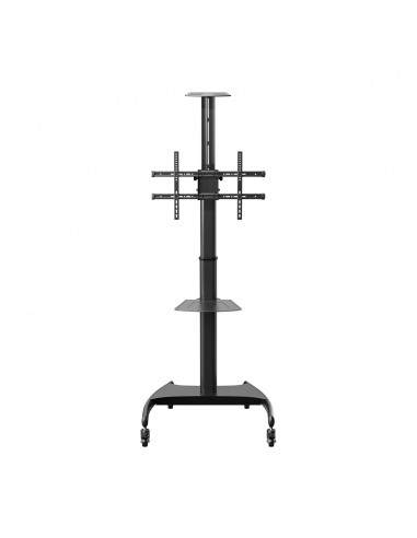 AISENS Soporte de Suelo ECO con Ruedas y Manivela, Bandeja para DVD y Soporte de Cámara para Monitor TV 50Kg de 37-70, Negro