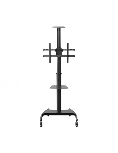 AISENS Soporte de Suelo ECO con Ruedas y Manivela, Bandeja para DVD y Soporte de Cámara para Monitor TV 50Kg de 37-70, Negro