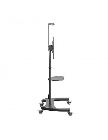 AISENS Soporte de Suelo ECO con Ruedas y Manivela, Bandeja para DVD y Soporte de Cámara para Monitor TV 50Kg de 37-70, Negro