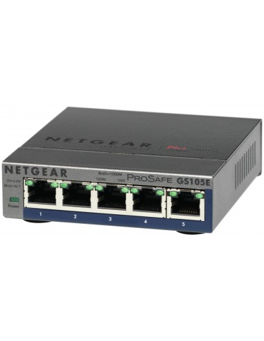 NETGEAR GS105E-200PES switch Gestionado L2 L3 Gigabit Ethernet (10 100 1000) Gris