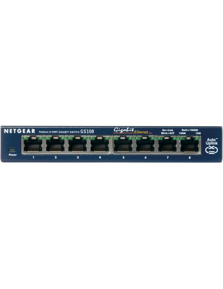NETGEAR GS108GE switch No administrado Gigabit Ethernet (10 100 1000) Azul NETGEAR GS108GE switch No administrado Gigabit Ethernet (10 100 1000) Azul
