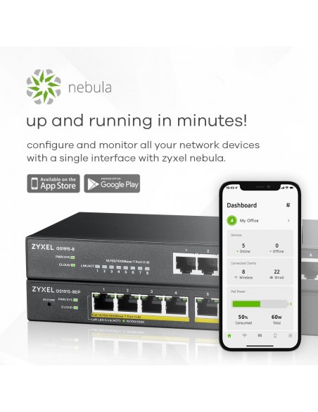 Zyxel GS1915-8EP Gestionado L2 Gigabit Ethernet (10 100 1000) Energía sobre Ethernet (PoE) Negro