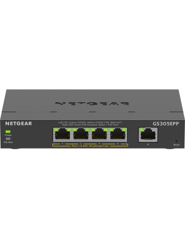 NETGEAR 5-Port Gigabit Ethernet High-Power PoE+ Plus Switch (GS305EPP) Gestionado L2 L3 Gigabit Ethernet (10 100 1000) Energía