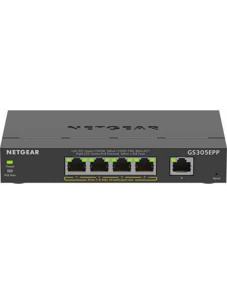 NETGEAR 5-Port Gigabit Ethernet High-Power PoE+ Plus Switch (GS305EPP) Gestionado L2 L3 Gigabit Ethernet (10 100 1000) Energía