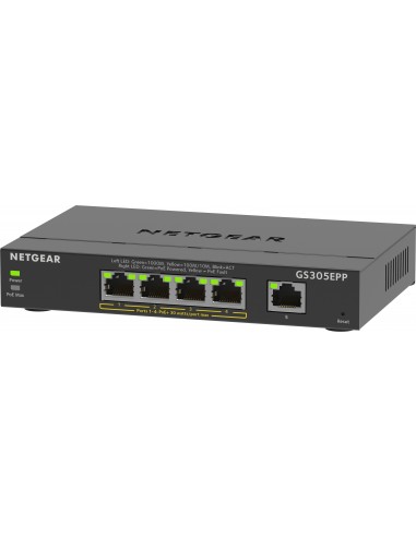 NETGEAR 5-Port Gigabit Ethernet High-Power PoE+ Plus Switch (GS305EPP) Gestionado L2 L3 Gigabit Ethernet (10 100 1000) Energía