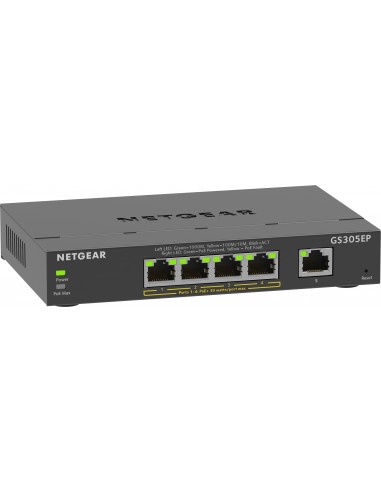 NETGEAR 5-Port Gigabit Ethernet PoE+ Plus Switch (GS305EP) Gestionado L2 L3 Gigabit Ethernet (10 100 1000) Energía sobre