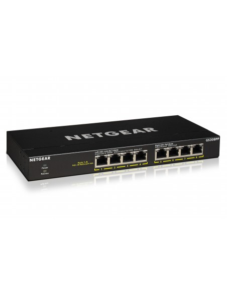NETGEAR GS308PP No administrado Gigabit Ethernet (10 100 1000) Energía sobre Ethernet (PoE) Negro