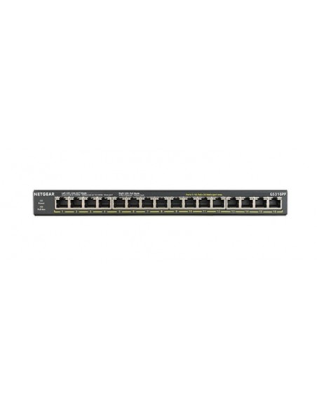 NETGEAR GS316PP No administrado Gigabit Ethernet (10 100 1000) Energía sobre Ethernet (PoE) Negro