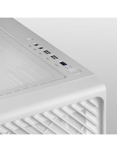 Mars Gaming MC-F Blanco, Semitorre Gaming ATX, Ventana Completa Cristal Templado, Frontal Metal-Mesh, 4x Ventiladores ARGB 120mm