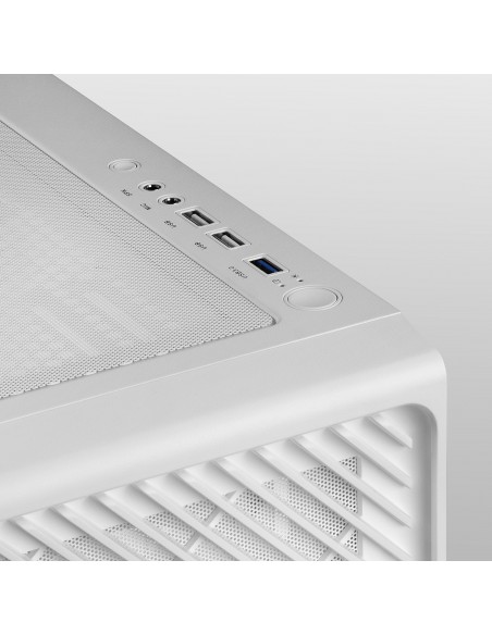 Mars Gaming MC-F Blanco, Semitorre Gaming ATX, Ventana Completa Cristal Templado, Frontal Metal-Mesh, 4x Ventiladores ARGB 120mm