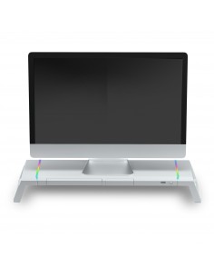 Mars Gaming MGS-ONE Blanco Soporte Monitor RGB Chroma Tamaño Ajustable Soporte Smartphone y Tablet USB Frontal 2.0 2