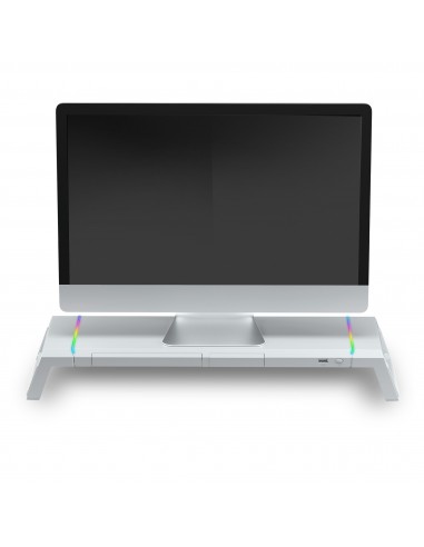 Mars Gaming MGS-ONE Blanco Soporte Monitor RGB Chroma Tamaño Ajustable Soporte Smartphone y Tablet USB Frontal 2.0