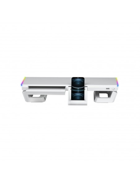 Mars Gaming MGS-ONE Blanco Soporte Monitor RGB Chroma Tamaño Ajustable Soporte Smartphone y Tablet USB Frontal 2.0