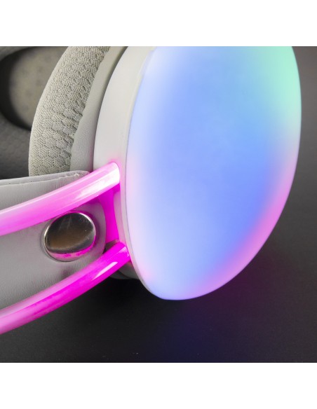 Mars Gaming MH-GLOW Blanco Auriculares 360° Full Chroma RGB Flow Micrófono Cancelación de Ruido Diseño Ultra-ligero