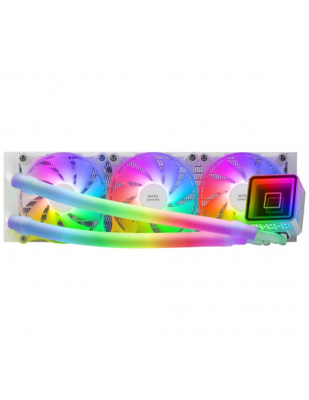 Mars Gaming ML-ULTRA360 Blanco Refrigeración Líquida CPU TDP 650W Espejo Infinito 3 Ventiladores Silenciosos FDB ARGB Tubos