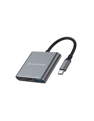 Conceptronic DONN18G base para portátil y replicador de puertos Alámbrico USB 3.2 Gen 1 (3.1 Gen 1) Type-C Gris