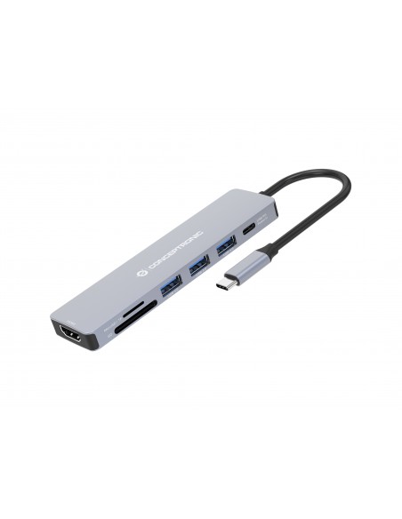 Conceptronic DONN19G base para portátil y replicador de puertos Alámbrico USB 3.2 Gen 1 (3.1 Gen 1) Type-C Gris