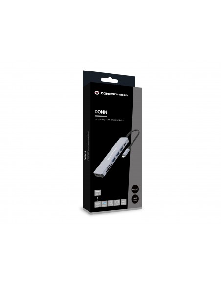 Conceptronic DONN19G base para portátil y replicador de puertos Alámbrico USB 3.2 Gen 1 (3.1 Gen 1) Type-C Gris