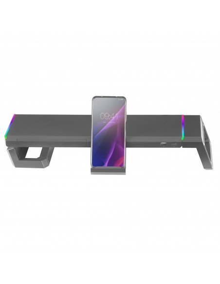 Mars Gaming MGS-ONE Negro Soporte Monitor RGB Chroma Tamaño Ajustable Soporte Smartphone y Tablet USB Frontal 2.0