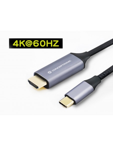 Conceptronic ABBY10G adaptador de cable de vídeo 2 m USB Tipo C HDMI Gris