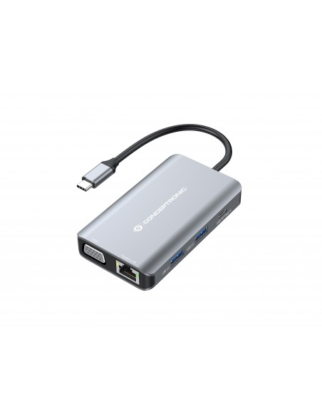 Conceptronic DONN21G base para portátil y replicador de puertos Alámbrico USB 3.2 Gen 1 (3.1 Gen 1) Type-C Gris