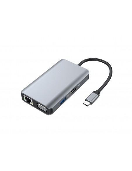 Conceptronic DONN21G base para portátil y replicador de puertos Alámbrico USB 3.2 Gen 1 (3.1 Gen 1) Type-C Gris