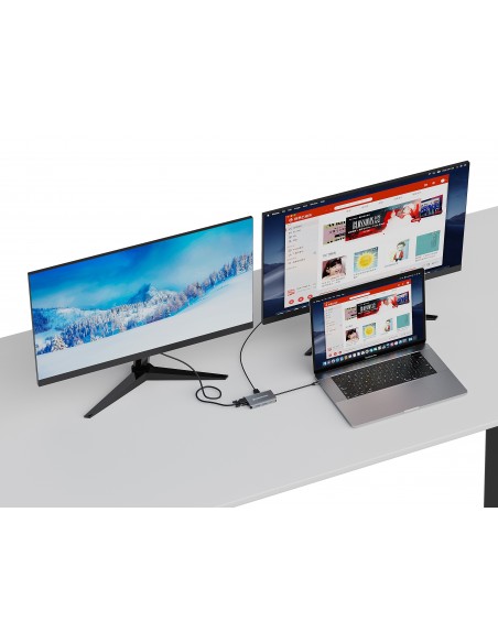 Conceptronic DONN21G base para portátil y replicador de puertos Alámbrico USB 3.2 Gen 1 (3.1 Gen 1) Type-C Gris