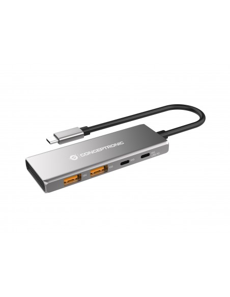 Conceptronic HUBBIES15G hub de interfaz USB 3.2 Gen 2 (3.1 Gen 2) Type-C 10000 Mbit s Gris